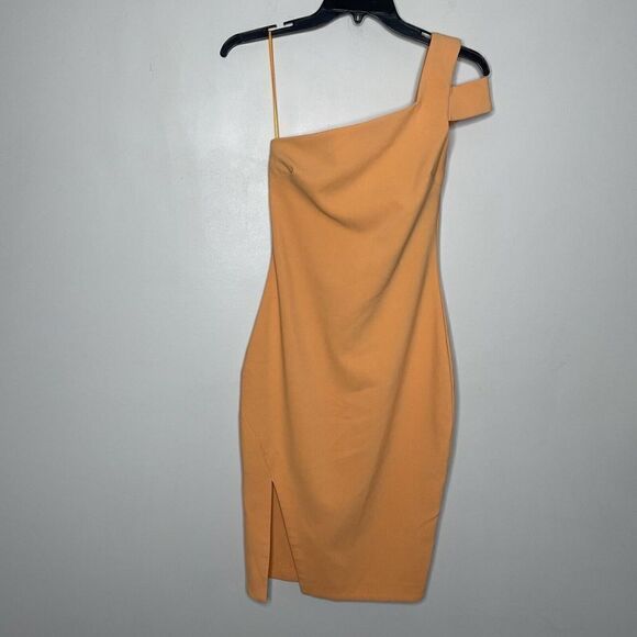 LIKELY Dress Womens 0 Orange One Shoulder Packard Sheath Stretch Crepe - Picture 2 of 9